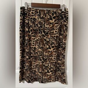 Venezia Size 14/16 Cheetah Print Midi Skirt Black and Brown